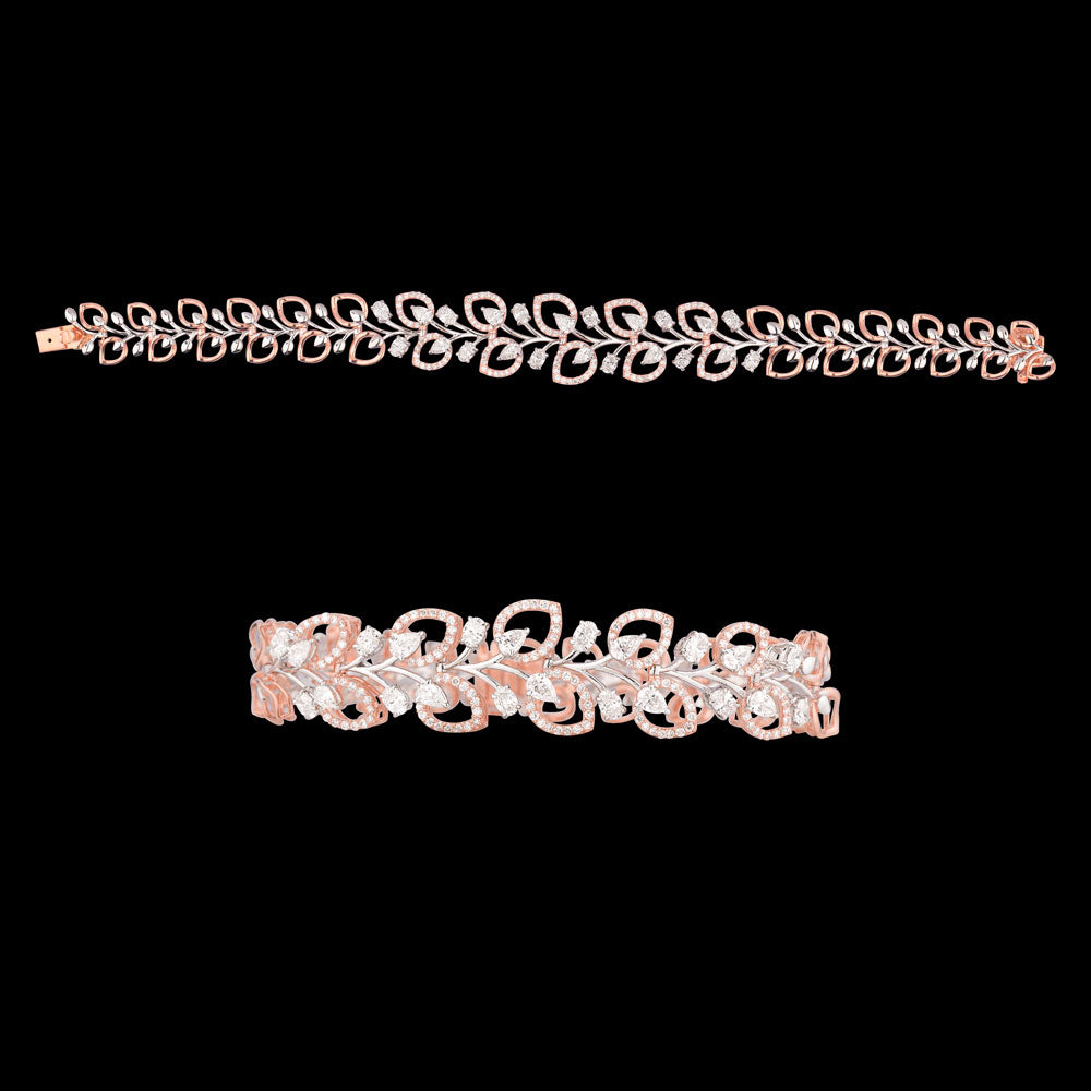18K Two Tone Gold Diamond Bracelet - 3.243ct VS-SI-EF