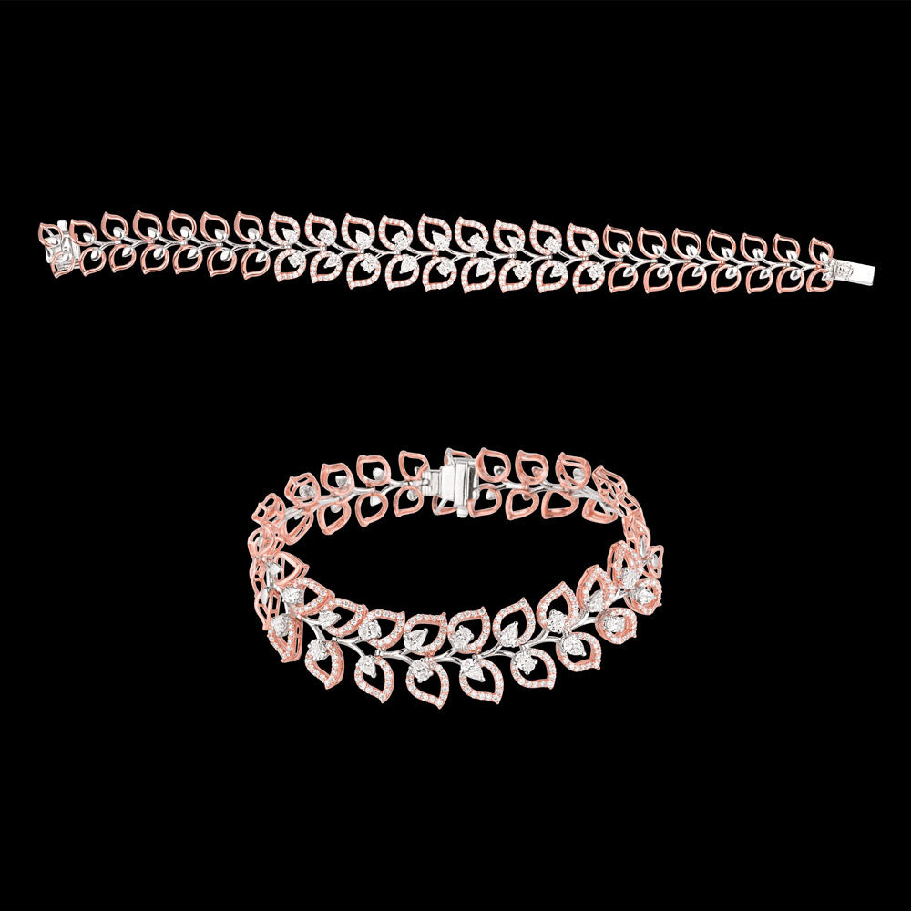 18K Two Tone Gold Diamond Bracelet - 3.214ct VS-SI-EF