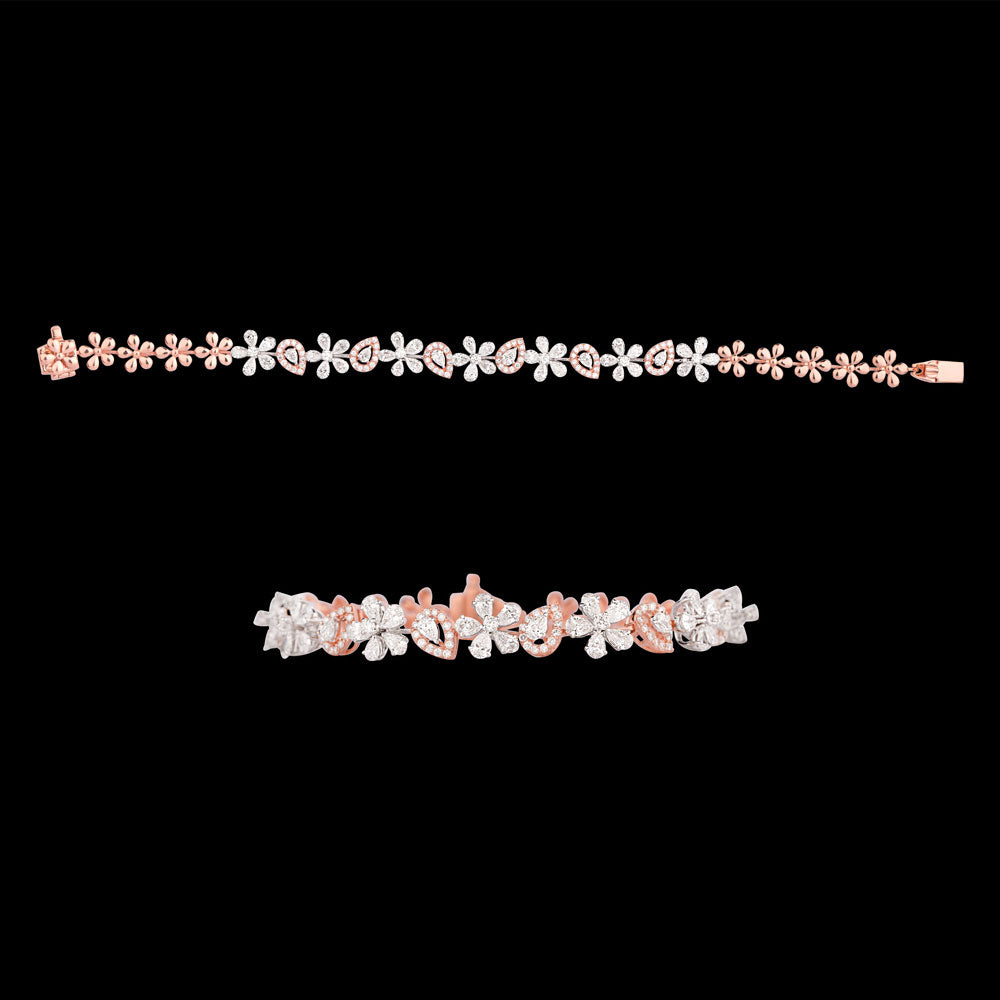18K Two Tone Gold Diamond Bracelet - 3.543ct VS-SI-EF
