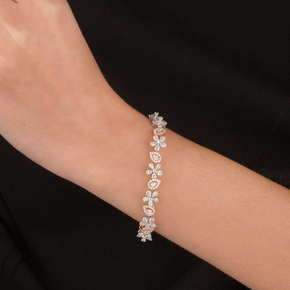 18K Two Tone Gold Diamond Bracelet - 3.543ct VS-SI-EF