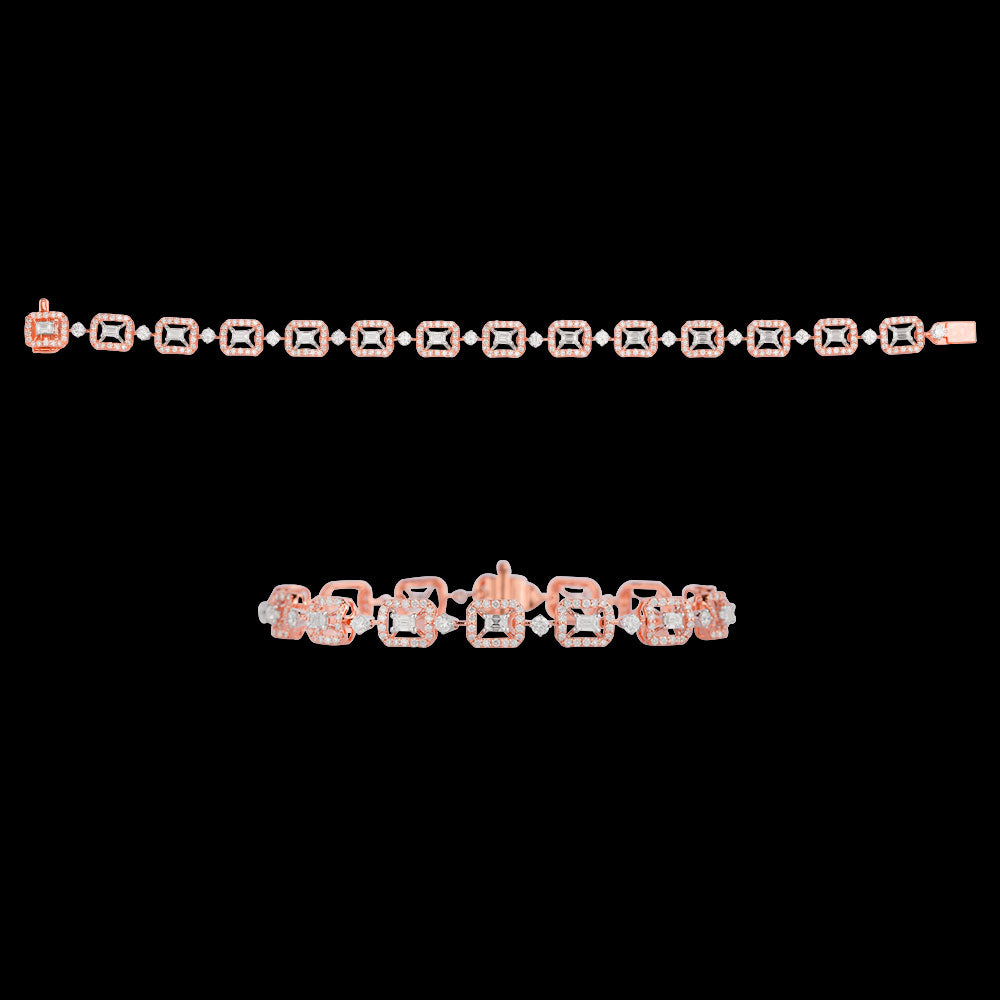 18K Two Tone Gold Diamond Bracelet - 3.656ct VVS-FG