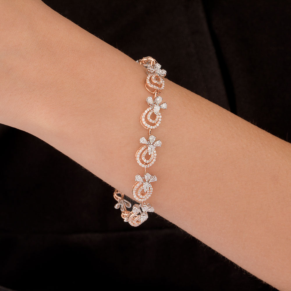 18K Two Tone Gold Diamond Bracelet - 2.975ct VS-SI-FG