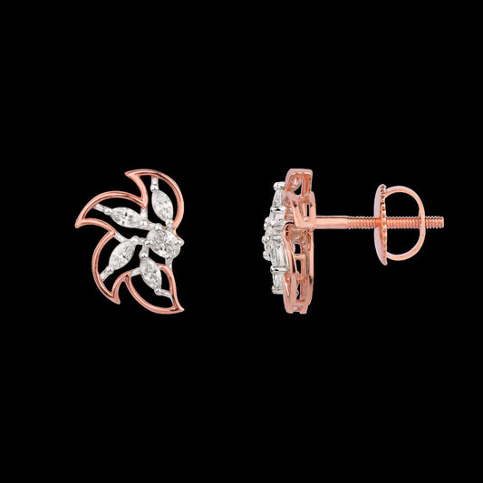 18K Two Tone Gold Diamond Earrings - 0.442ct VVS-FG