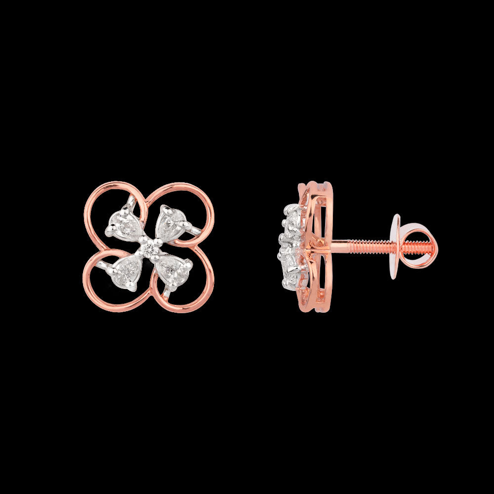 18K Two Tone Gold Diamond Earrings - 0.343ct VVS-FG
