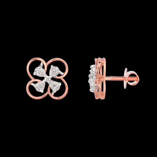 18K Two Tone Gold Diamond Earrings - 0.343ct VVS-FG