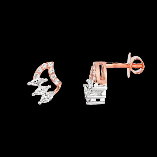 18K Two Tone Gold Diamond Earrings - 0.298ct VVS-VS-EF