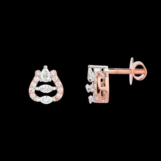18K Two Tone Gold Diamond Earrings - 0.378ct VVS-VS-EF
