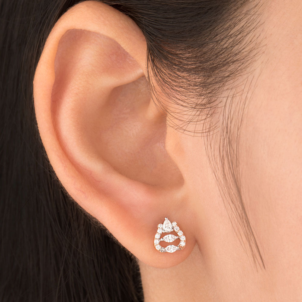 18K Two Tone Gold Diamond Earrings - 0.378ct VVS-VS-EF