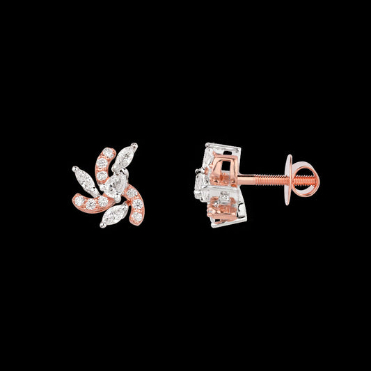 18K Two Tone Gold Diamond Earrings - 0.389ct VVS-VS-EF