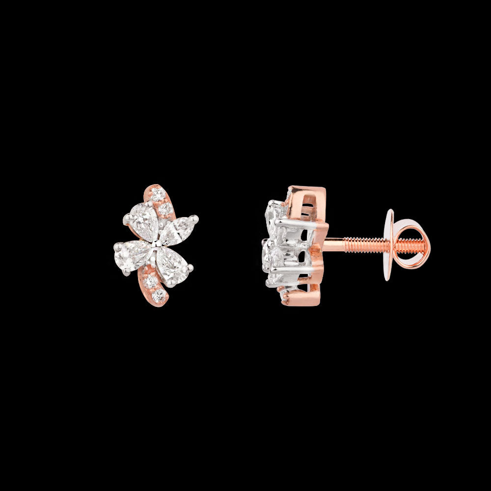 18K Two Tone Gold Diamond Earrings - 0.343ct VVS-VS-EF