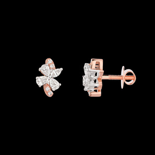 18K Two Tone Gold Diamond Earrings - 0.343ct VVS-VS-EF