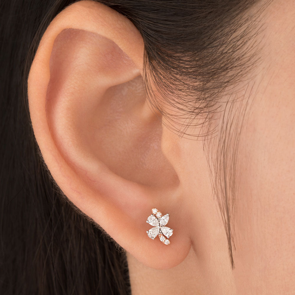 18K Two Tone Gold Diamond Earrings - 0.343ct VVS-VS-EF