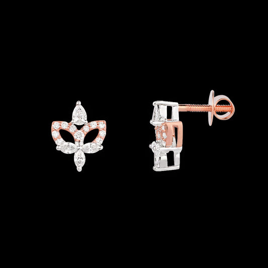 18K Two Tone Gold Diamond Earrings - 0.4ct VVS-VS-EF