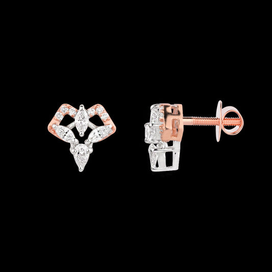 18K Two Tone Gold Diamond Earrings - 0.481ct VVS-VS-EF