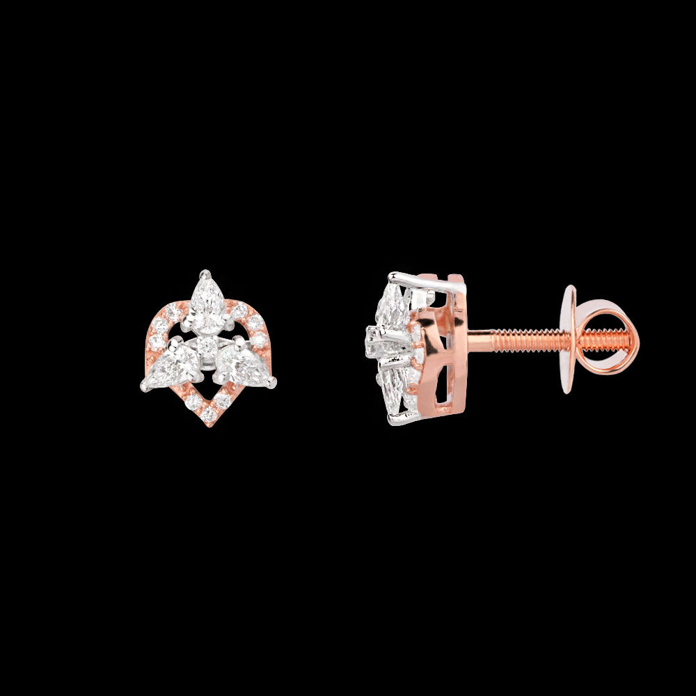 18K Two Tone Gold Diamond Earrings - 0.488ct VVS-VS-EF