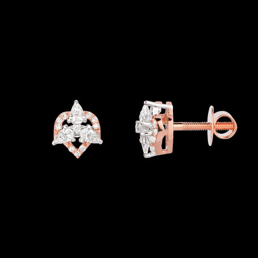 18K Two Tone Gold Diamond Earrings - 0.488ct VVS-VS-EF