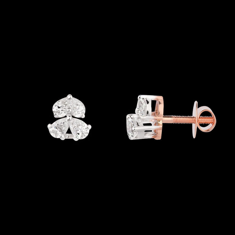 18K Two Tone Gold Diamond Earrings - 0.449ct VVS-VS-EF