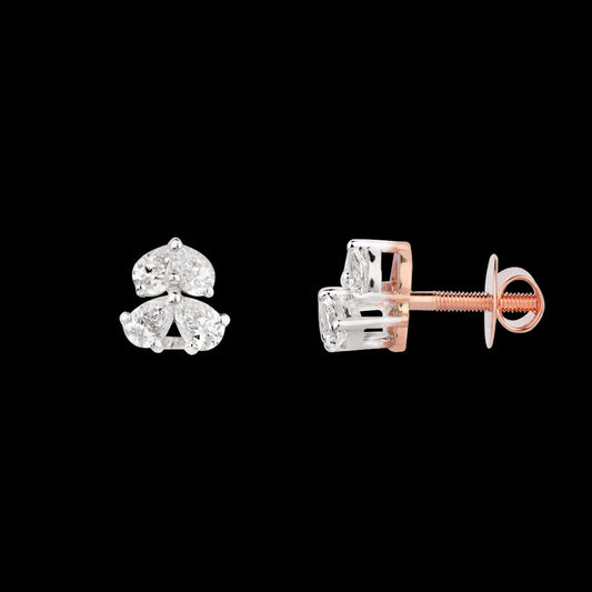 18K Two Tone Gold Diamond Earrings - 0.449ct VVS-VS-EF