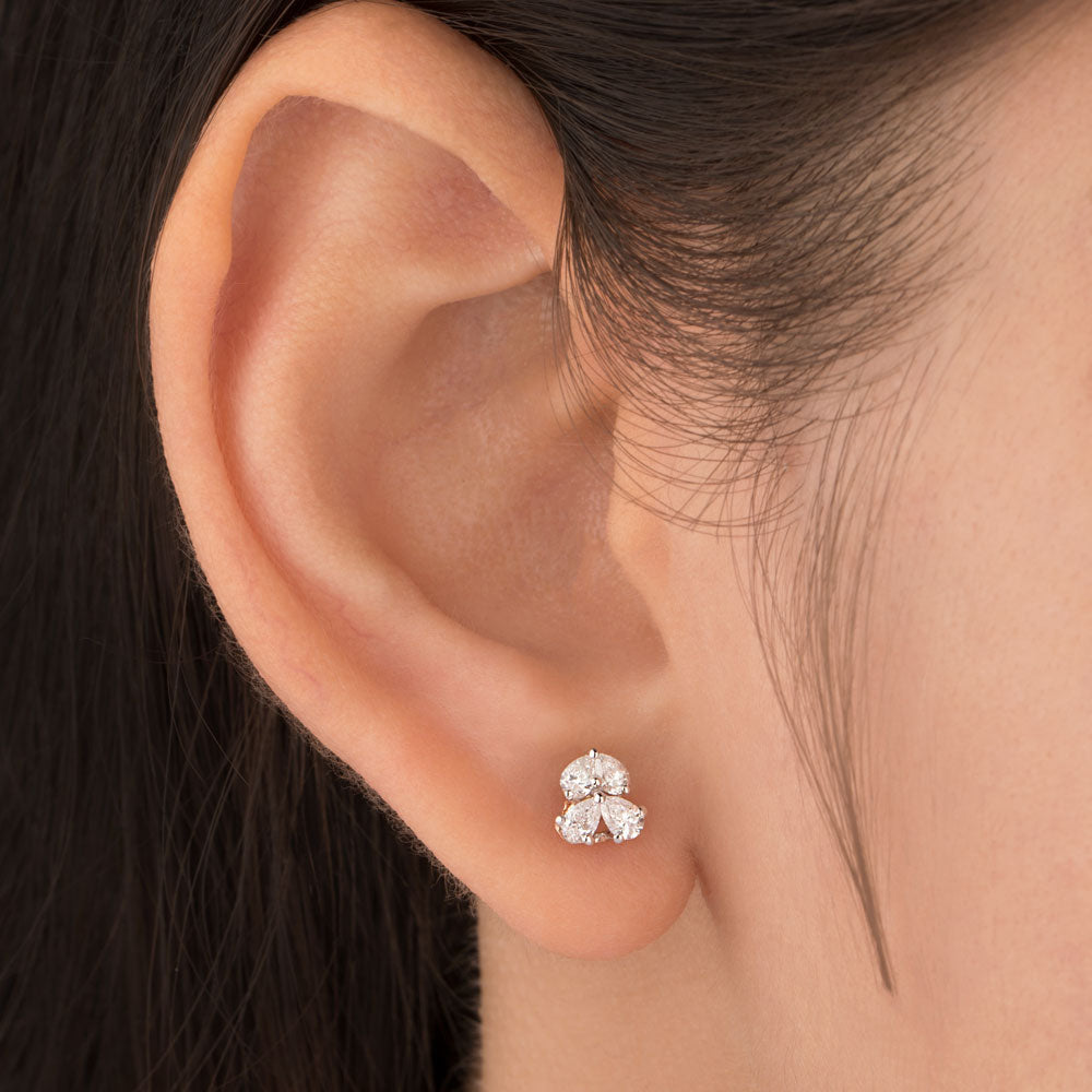18K Two Tone Gold Diamond Earrings - 0.449ct VVS-VS-EF
