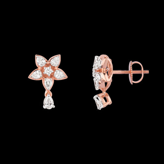 18K Two Tone Gold Diamond Earrings - 0.493ct VVS-VS-EF
