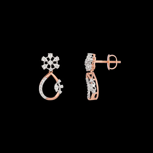18K Two Tone Gold Diamond Earrings - 0.553ct VVS-VS-EF