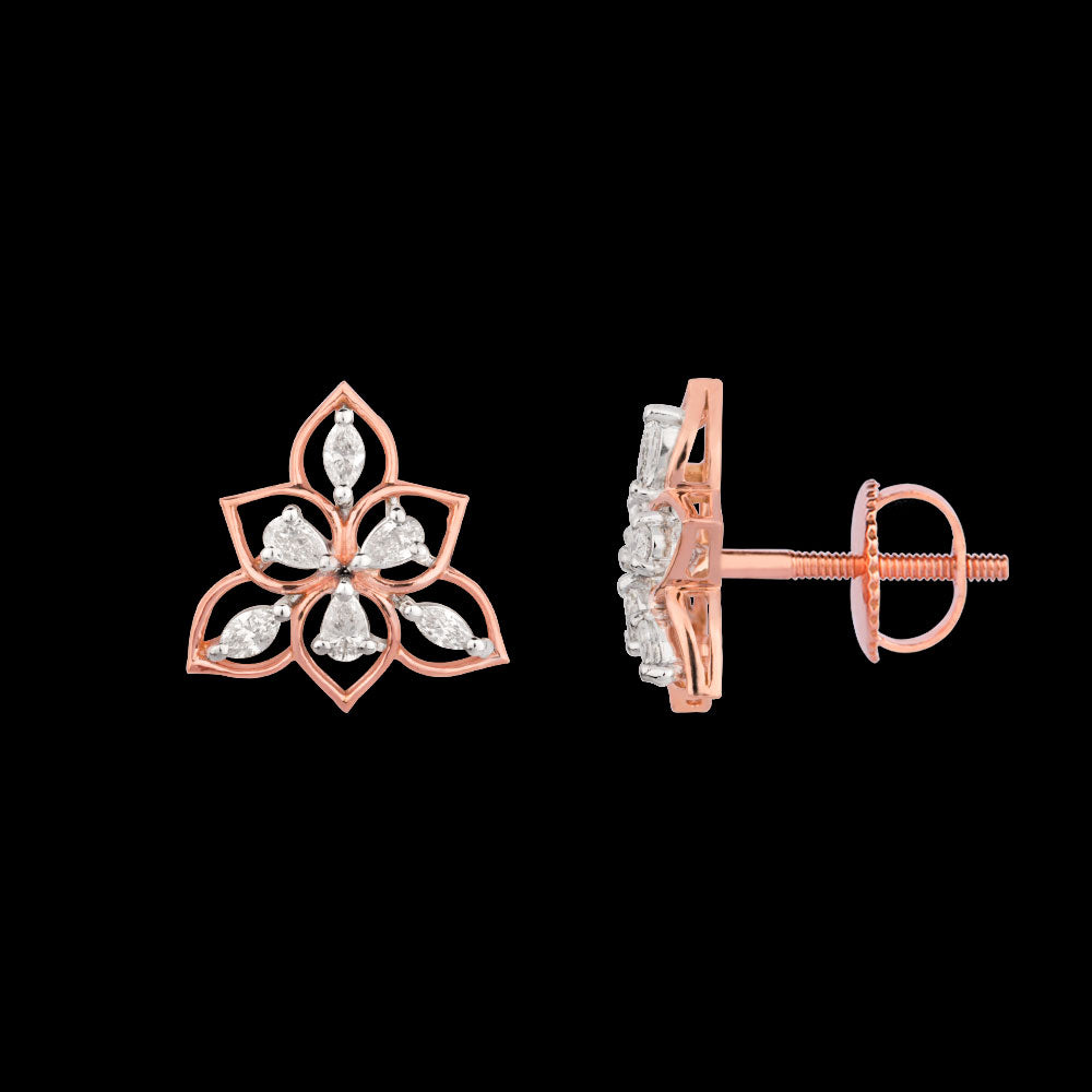 18K Two Tone Gold Diamond Earrings - 0.44ct VVS-FG