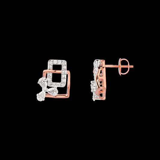 18K Two Tone Gold Diamond Earrings - 0.289ct VVS-VS-EF