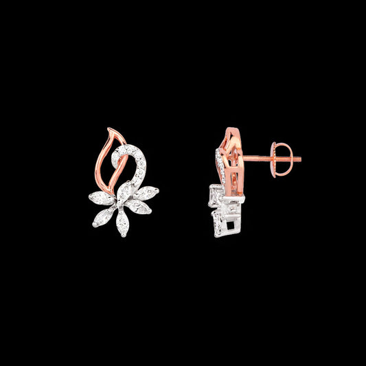 18K Two Tone Gold Diamond Earrings - 0.414ct VVS-VS-EF