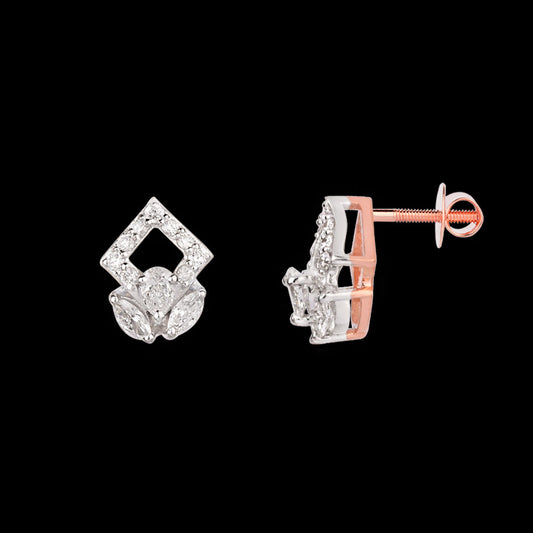 18K Two Tone Gold Diamond Earrings - 0.407ct VVS-VS-EF