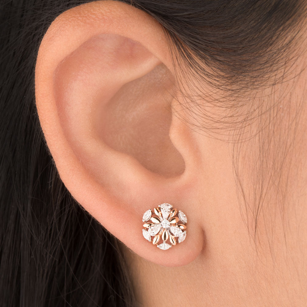 18K Two Tone Gold Diamond Earrings - 0.425ct VVS-VS-EF