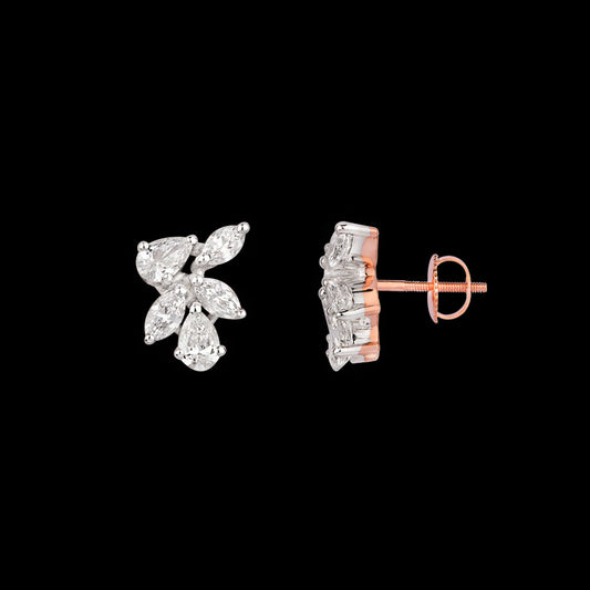 18K Two Tone Gold Diamond Earrings - 0.461ct VVS-VS-EF