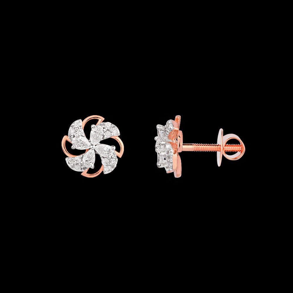 18K Two Tone Gold Diamond Earrings - 0.403ct VVS-VS-EF
