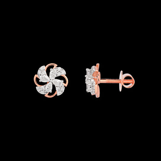 18K Two Tone Gold Diamond Earrings - 0.403ct VVS-VS-EF
