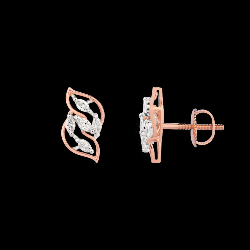18K Two Tone Gold Diamond Earrings - 0.356ct VVS-FG