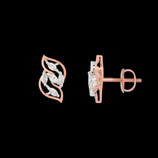 18K Two Tone Gold Diamond Earrings - 0.356ct VVS-FG