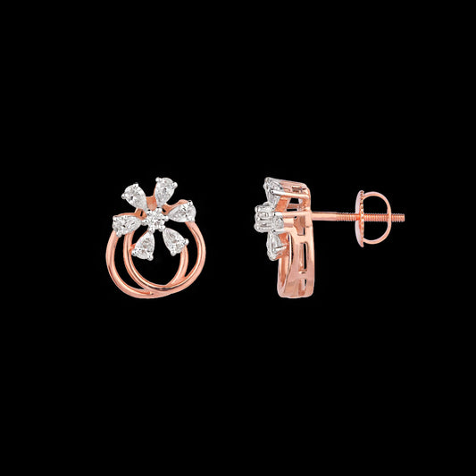 18K Two Tone Gold Diamond Earrings - 0.402ct VVS-VS-EF