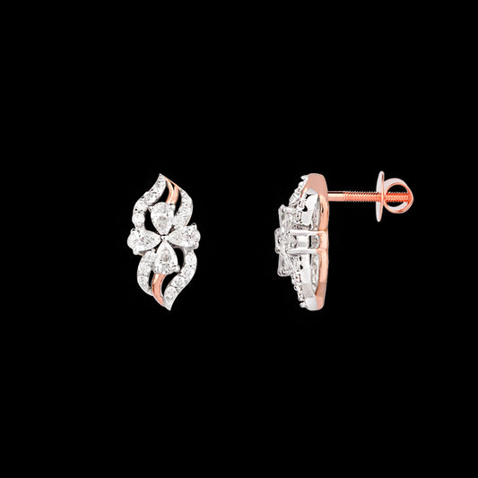 18K Two Tone Gold Diamond Earrings - 0.396ct VVS-VS-EF