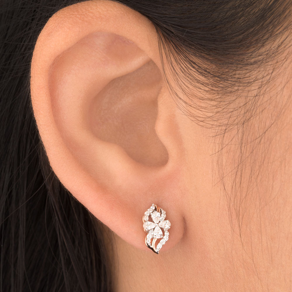 18K Two Tone Gold Diamond Earrings - 0.396ct VVS-VS-EF