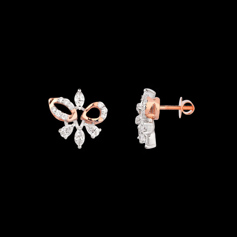 18K Two Tone Gold Diamond Earrings - 0.373ct VVS-VS-EF