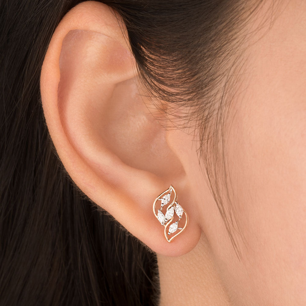 18K Two Tone Gold Diamond Earrings - 0.356ct VVS-FG