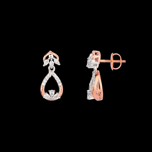18K Two Tone Gold Diamond Earrings - 0.349ct VVS-VS-EF