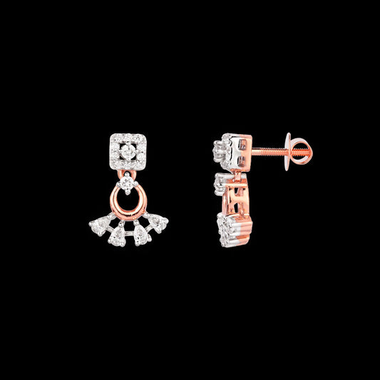 18K Two Tone Gold Diamond Earrings - 0.42ct VVS-EF