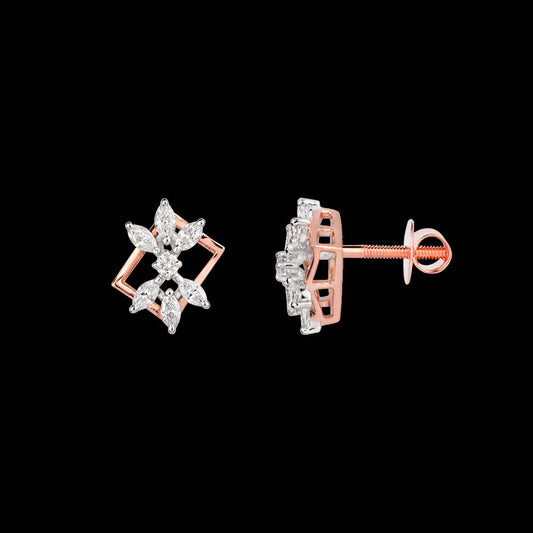 18K Two Tone Gold Diamond Earrings - 0.491ct VVS-VS-EF