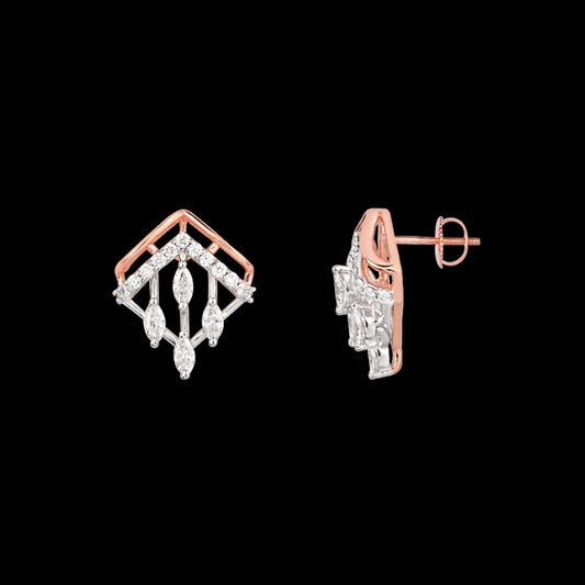 18K Two Tone Gold Diamond Earrings - 0.415ct VVS-VS-EF