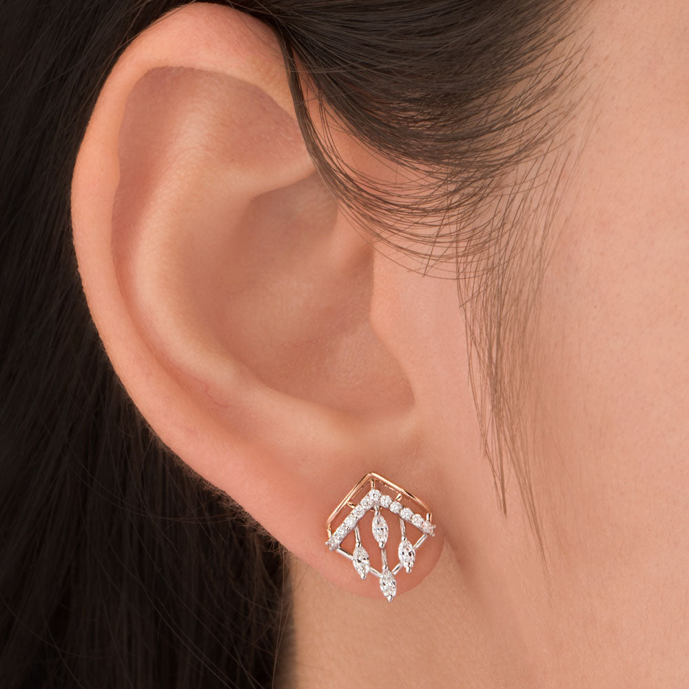 18K Two Tone Gold Diamond Earrings - 0.415ct VVS-VS-EF