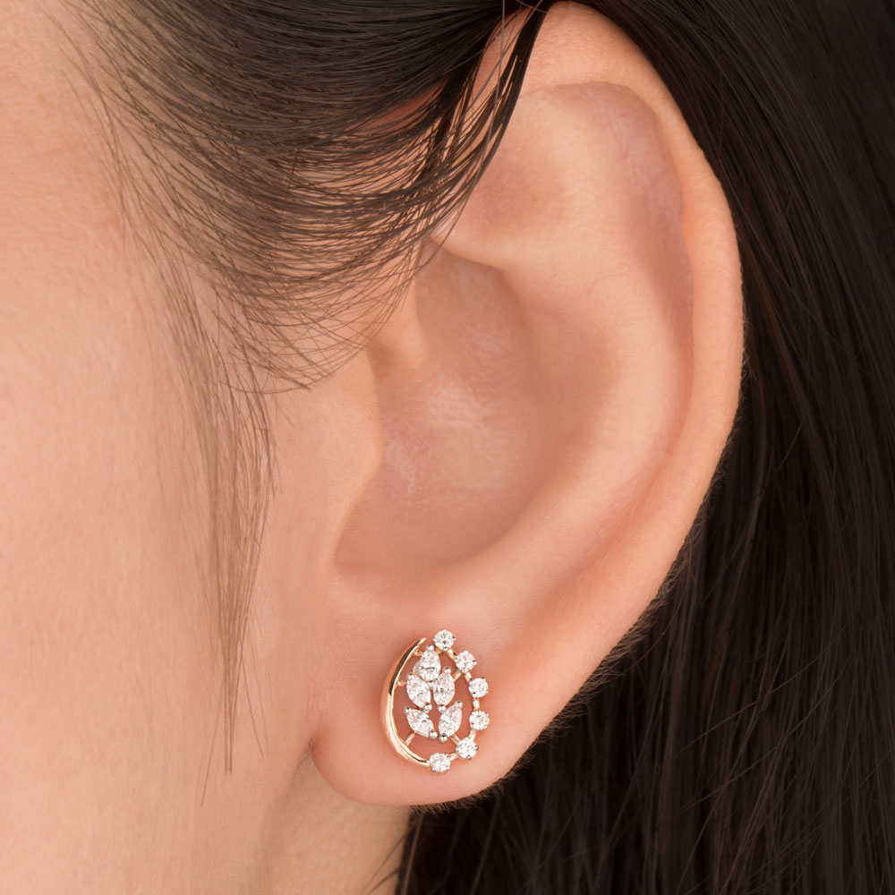 18K Two Tone Gold Diamond Earrings - 0.397ct VVS-VS-EF