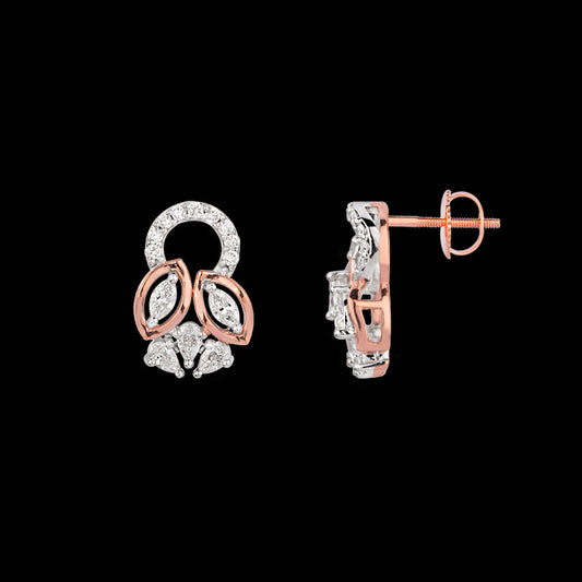 18K Two Tone Gold Diamond Earrings - 0.423ct VVS-VS-EF