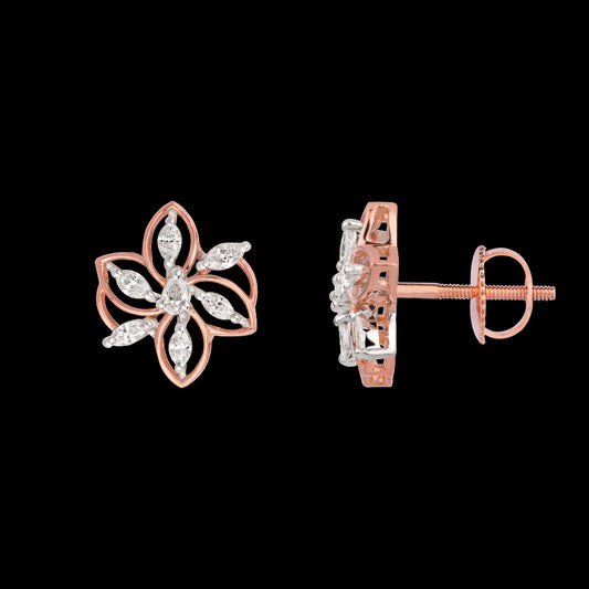 18K Two Tone Gold Diamond Earrings - 0.525ct VVS-FG