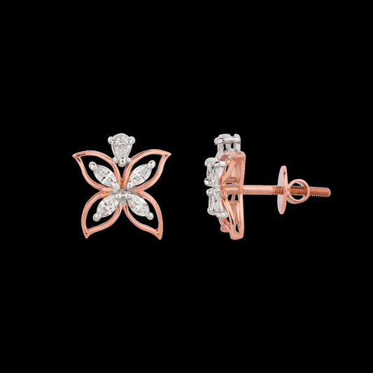 18K Two Tone Gold Diamond Earrings - 0.41ct VVS-FG