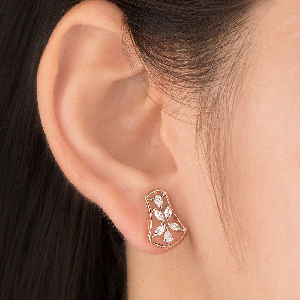 18K Two Tone Gold Diamond Earrings - 0.439ct VVS-FG